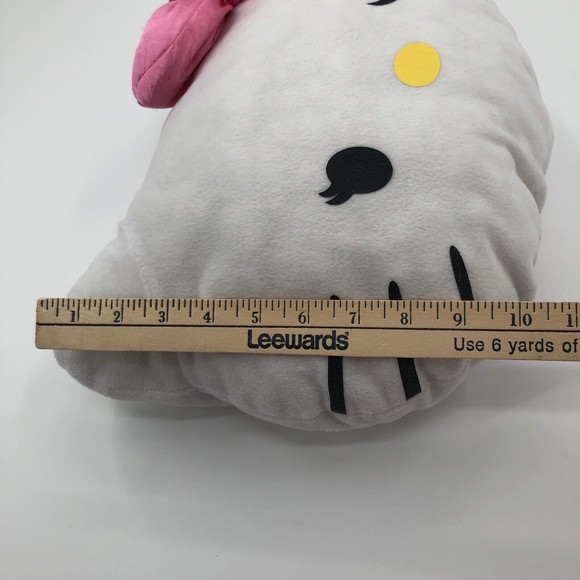Hello Kitty Pillow Plush Winking Face Head Shape Zipper Pocket Pink Bow 13" FLAW - Picture 13 of 13
